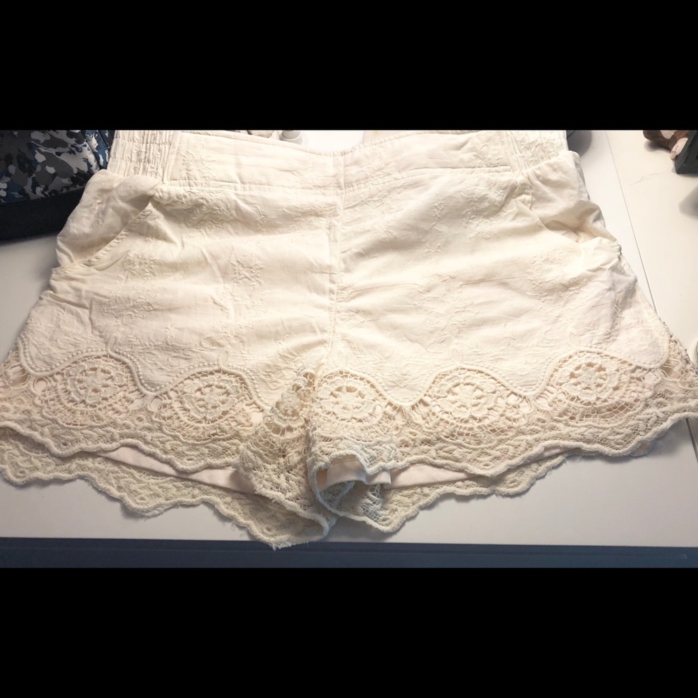 Scalloped eyelet shorts